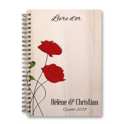 Livre d'or de mariage carnet - En érable - Cœur champêtre