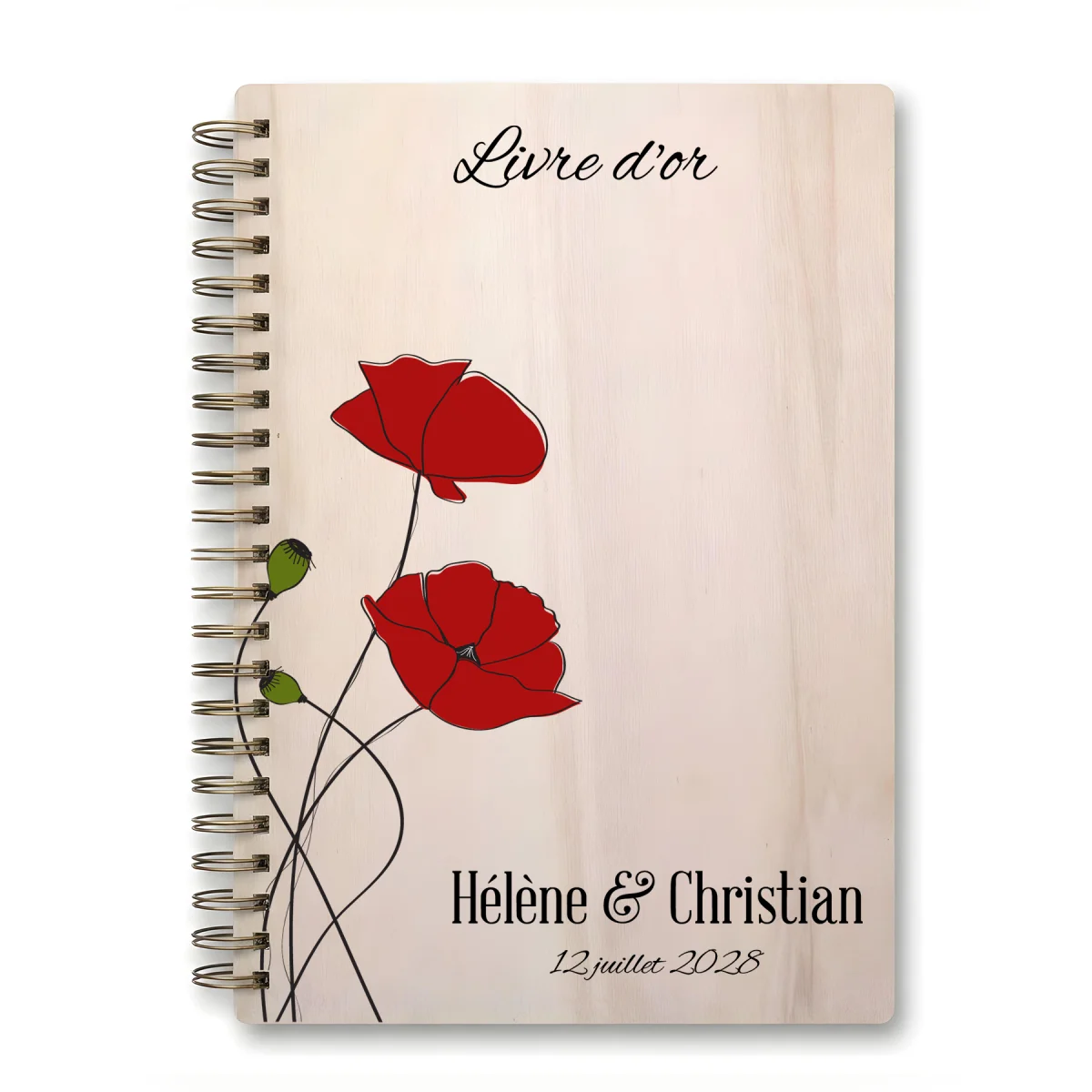 Livre d'or de mariage carnet - En érable - Cœur champêtre