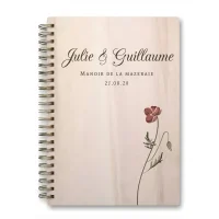 Livre d'or de mariage carnet - En érable - Cosmos rouge