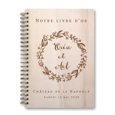 Livre d'or de mariage carnet - En érable - Couronne de laurier