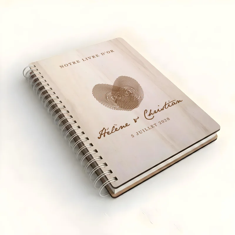 Livre d'or de mariage carnet - En érable - Empreintes - hover