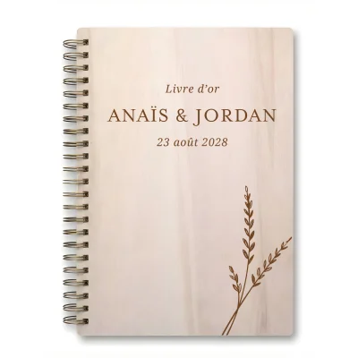 Livre d'or de mariage carnet - En érable - Epis de blé