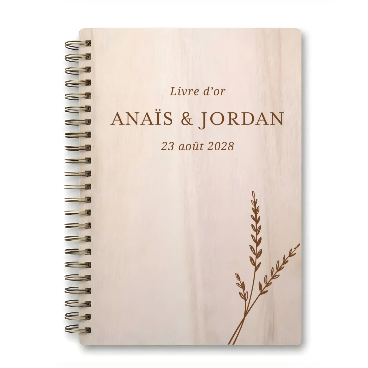 Livre d'or de mariage carnet - En érable - Epis de blé