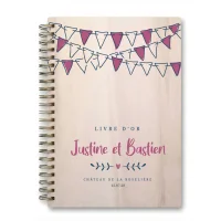 Livre d'or de mariage carnet - En érable - Fanions