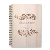 Livre d'or de mariage carnet - En érable - Fleurs