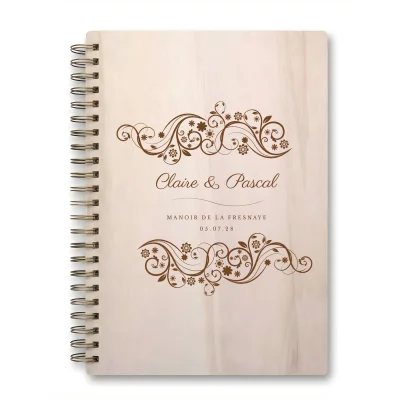 Livre d'or de mariage carnet - En érable - Fleurs