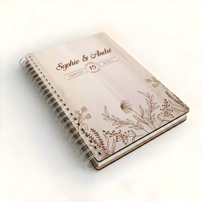 Livre d'or de mariage carnet - En érable - Fleurs champêtres - hover