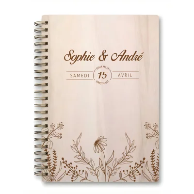Livre d'or de mariage carnet - En érable - Fleurs champêtres