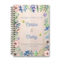 Livre d'or de mariage carnet - En érable - Fleurs de printemps