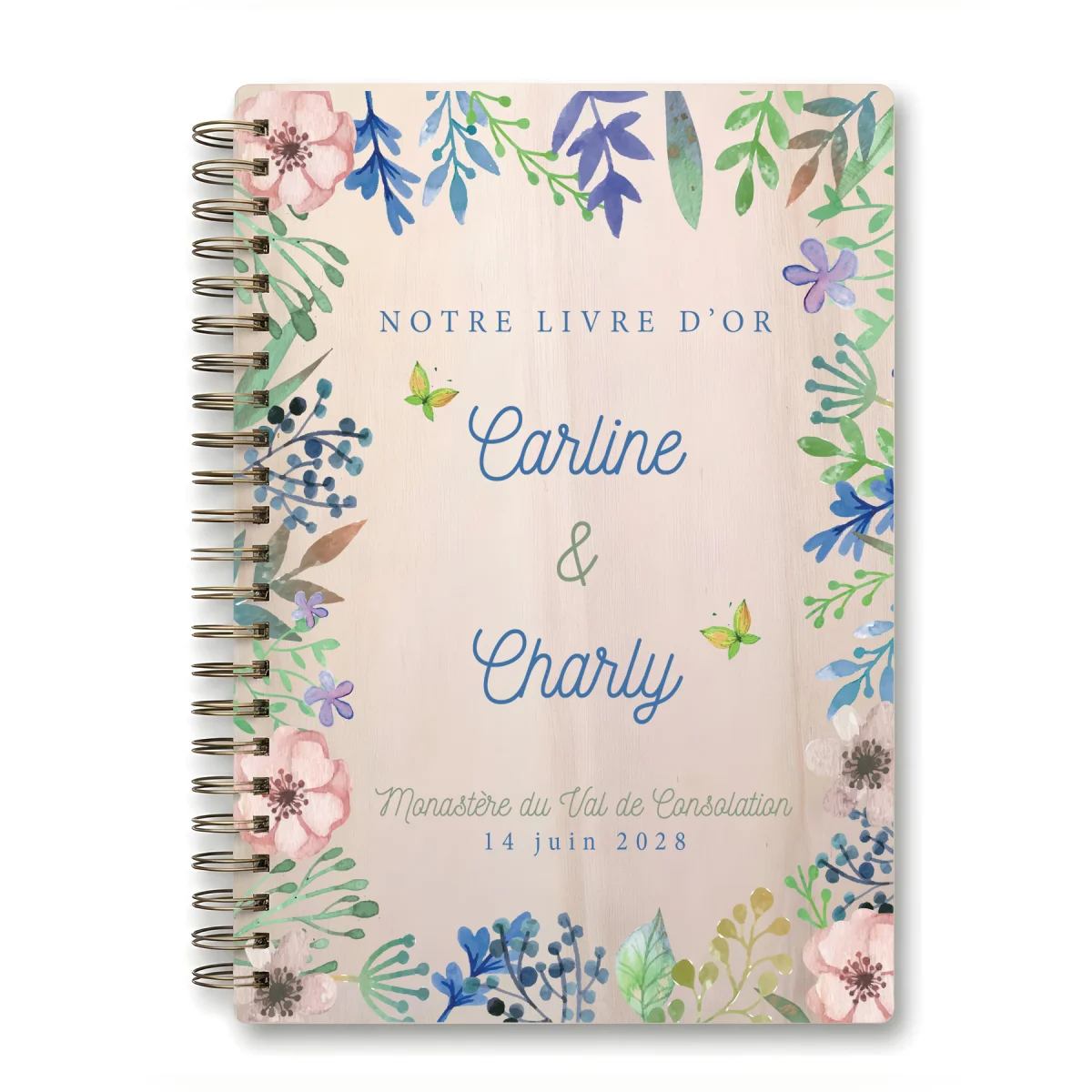 Livre d'or de mariage carnet - En érable - Fleurs de printemps