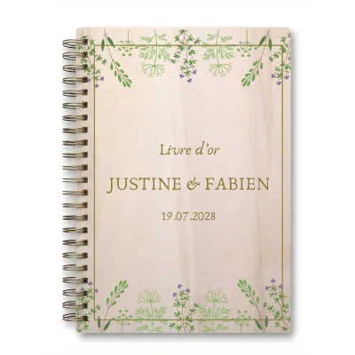 Livre d'or de mariage carnet - En érable - Fleurs sauvages