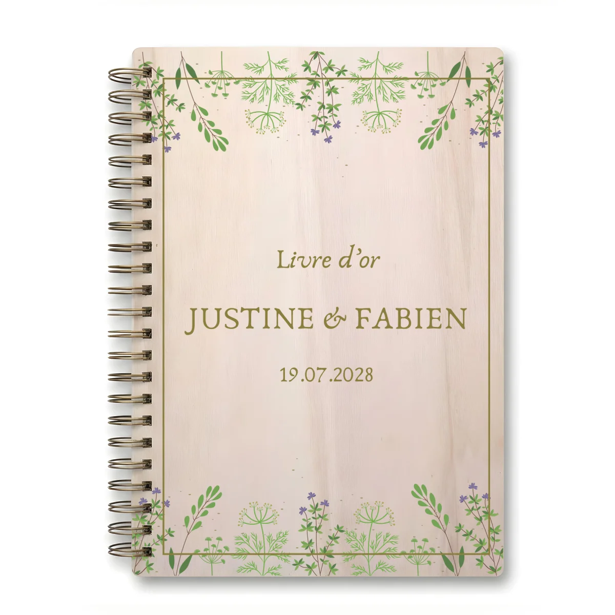 Livre d'or de mariage carnet - En érable - Fleurs sauvages