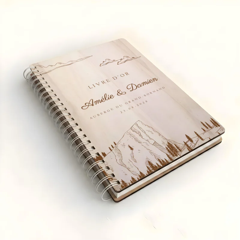 Livre d'or de mariage carnet - En érable - Montagne - hover