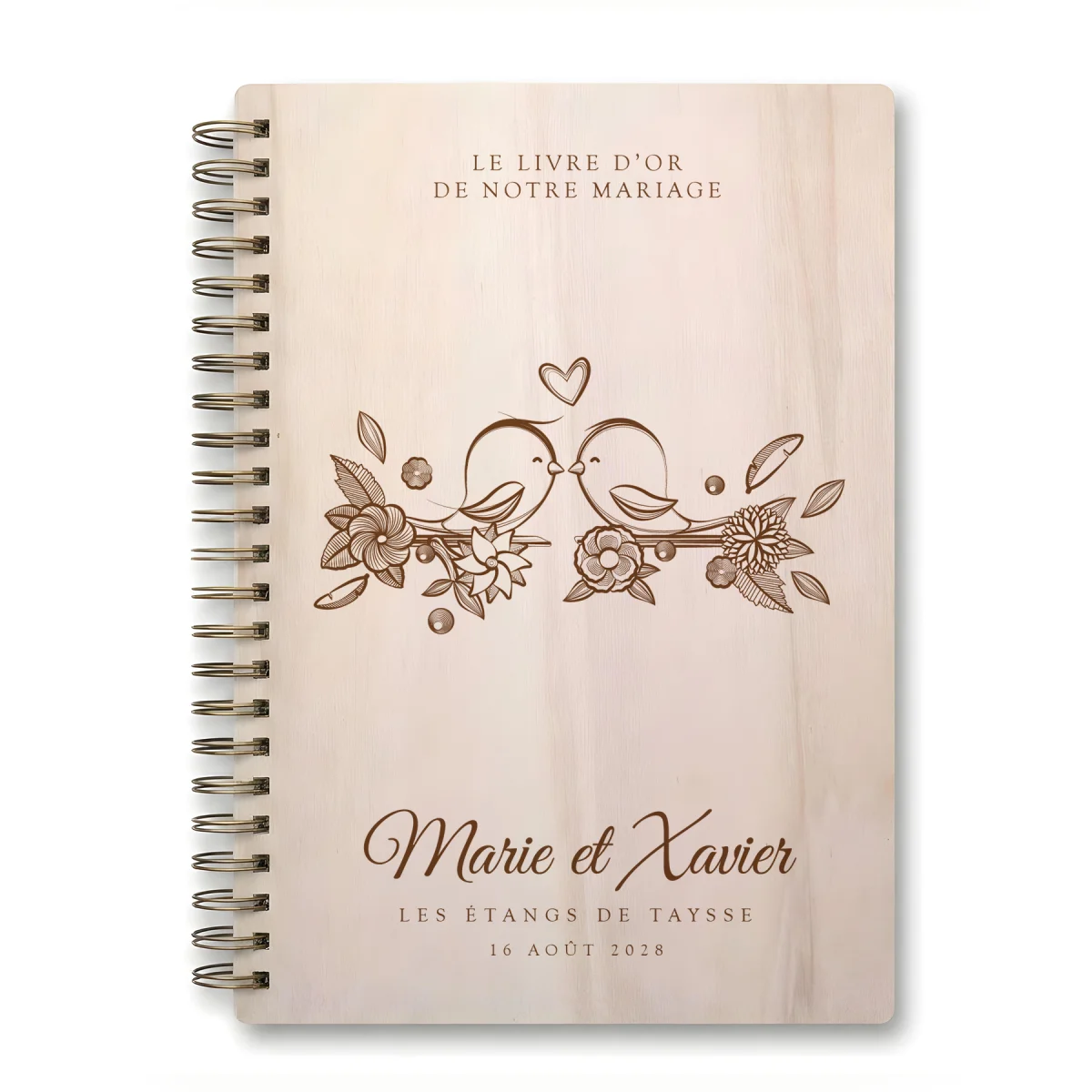Livre d'or de mariage carnet - En érable - Oiseaux
