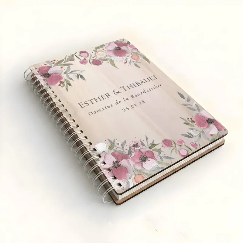Livre d'or de mariage carnet - En érable - Pivoines - hover