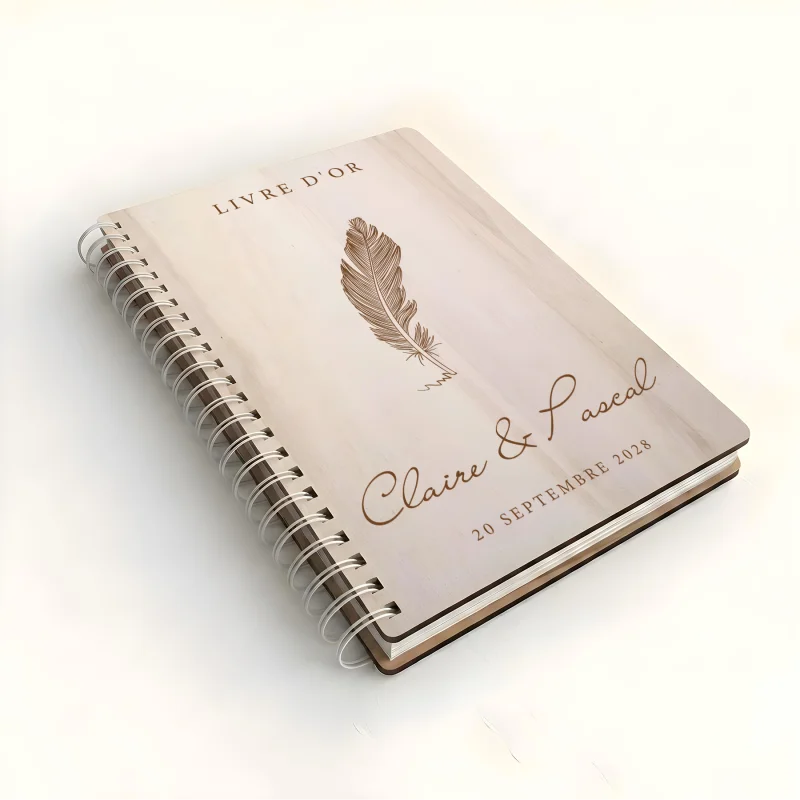 Livre d'or de mariage carnet - En érable - Plume - hover