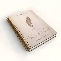 Livre d'or de mariage carnet - En érable - Plume