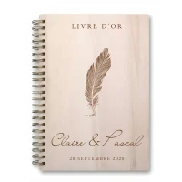 Livre d'or de mariage carnet - En érable - Plume