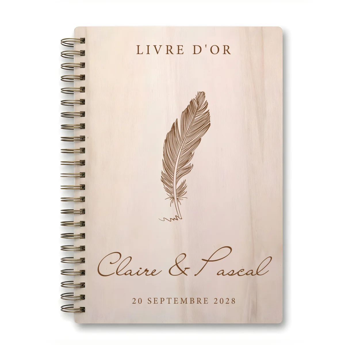 Livre d'or de mariage carnet - En érable - Plume