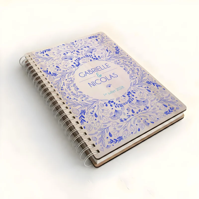 Livre d'or de mariage carnet - En érable - Ronde florale - hover