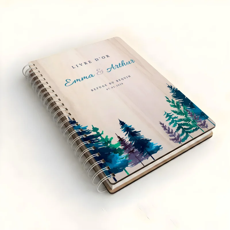 Livre d'or de mariage carnet - En érable - Sapins hiver - hover