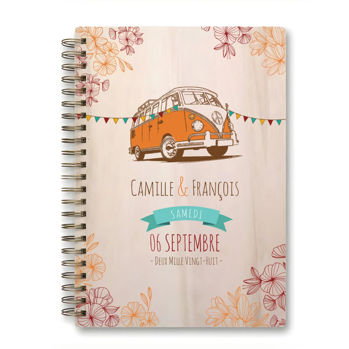 Livre d'or de mariage carnet - En érable - Seventies