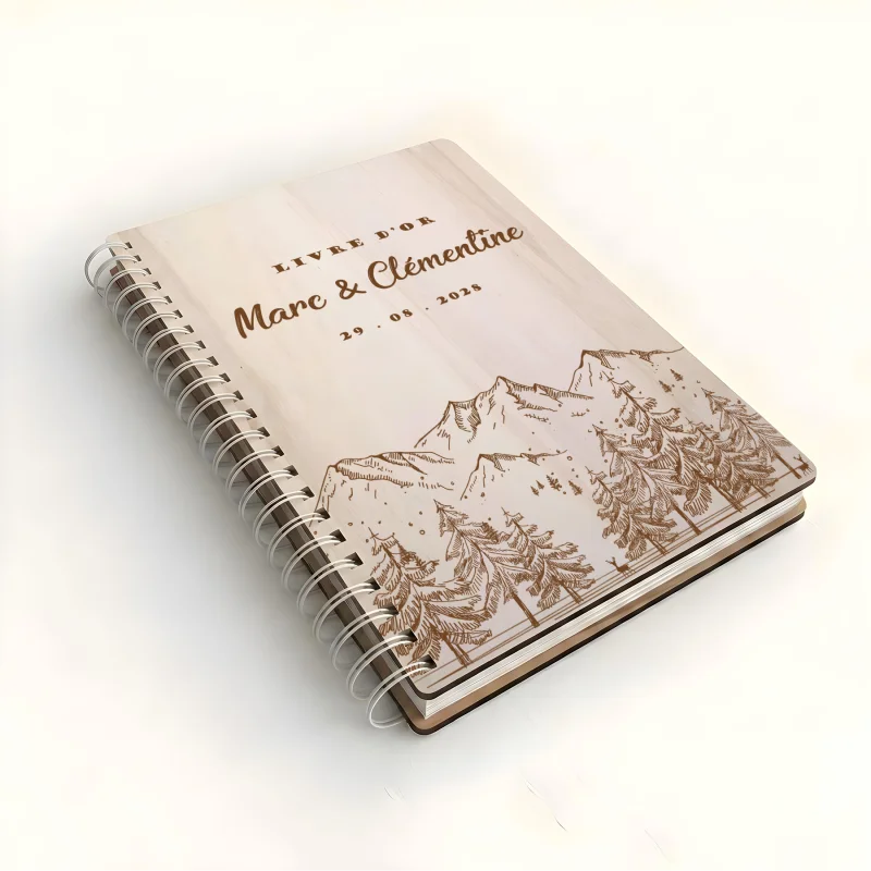Livre d'or de mariage carnet - En érable - Sommets alpins - hover