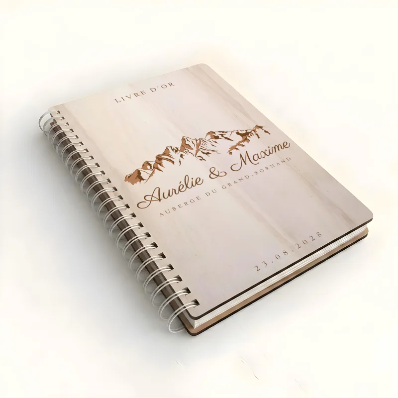 Livre d'or de mariage carnet - En érable - Sommets enneigés - hover