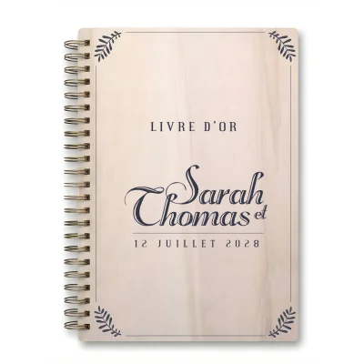 Livre d'or de mariage carnet - En érable - Vintage Monochrome