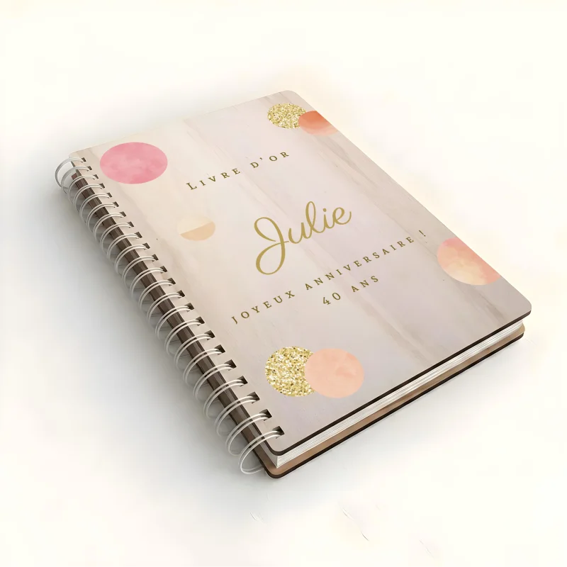 Livre d'or d'anniversaire - Carnet - Erable - Paillettes - hover