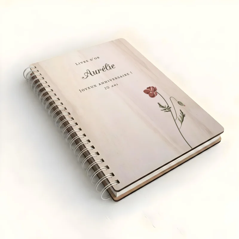 Livre d'or d'anniversaire - Carnet - Erable - Cosmos rouge - hover