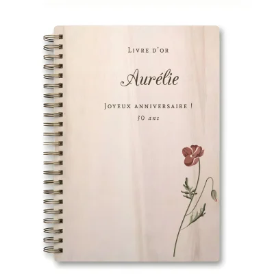 Livre d'or d'anniversaire carnet - Erable - Cosmos rouge