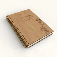 Livre d'or de mariage carnet - En chêne - Bouton d'or