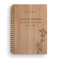 Livre d'or de mariage carnet - En chêne - Bouton d'or
