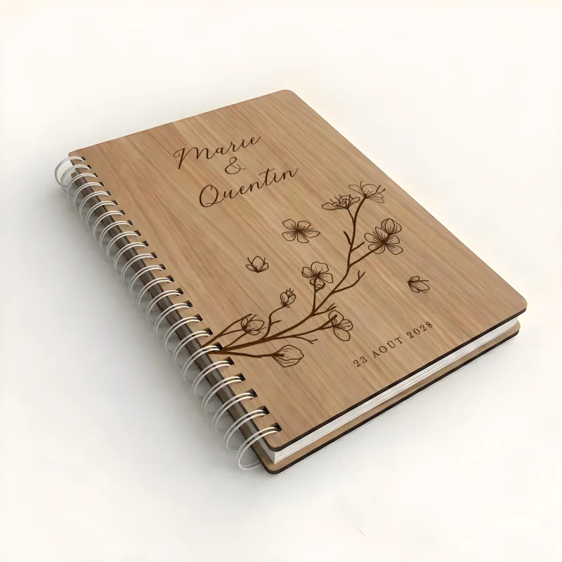 Livre d'or de mariage carnet - En chêne - Branche fleurie - hover