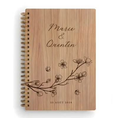 Livre d'or de mariage carnet - En chêne - Branche fleurie