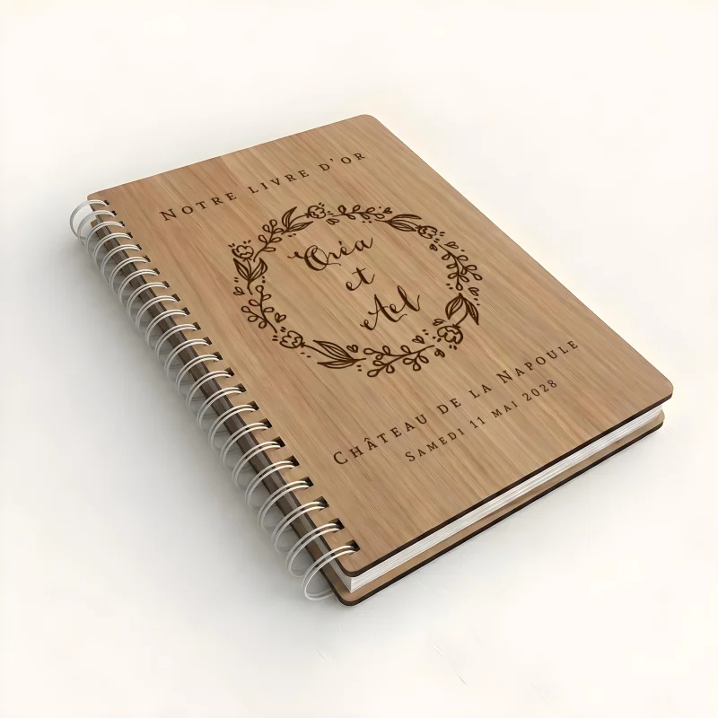 Livre d'or de mariage carnet - En chêne - Couronne de laurier - hover