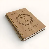 Livre d'or de mariage carnet - En chêne - Couronne de laurier