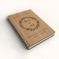 Livre d'or de mariage carnet - En chêne - Couronne de laurier