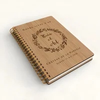 Livre d'or de mariage carnet - En chêne - Couronne de laurier