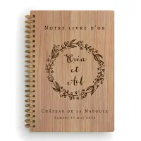 Livre d'or de mariage carnet - En chêne - Couronne de laurier