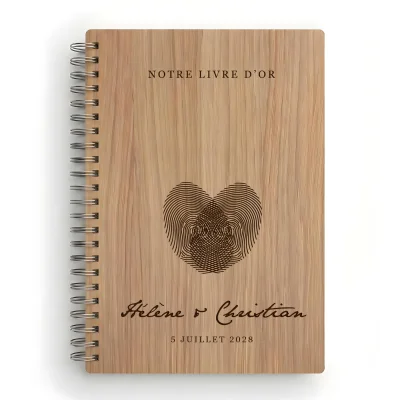 Livre d'or de mariage carnet - En chêne - Empreintes