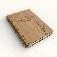 Livre d'or de mariage carnet - En chêne - Epis de blé