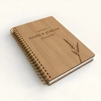 Livre d'or de mariage carnet - En chêne - Epis de blé