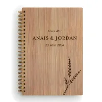 Livre d'or de mariage carnet - En chêne - Epis de blé