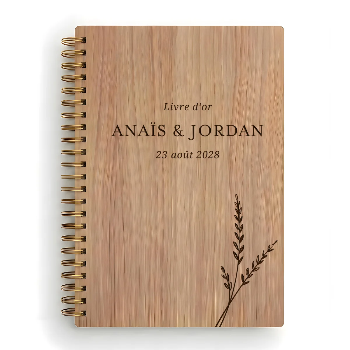 Livre d'or de mariage carnet - En chêne - Epis de blé