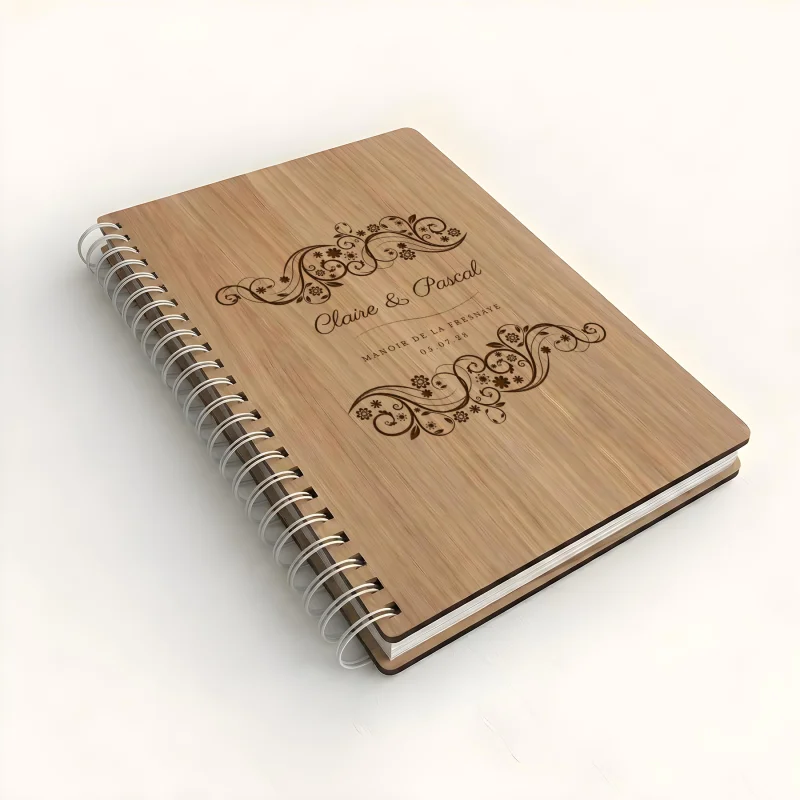 Livre d'or de mariage carnet - En chêne - Fleurs - hover