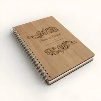Livre d'or de mariage carnet - En chêne - Fleurs