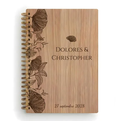 Livre d'or de mariage carnet - En chêne - Gingko
