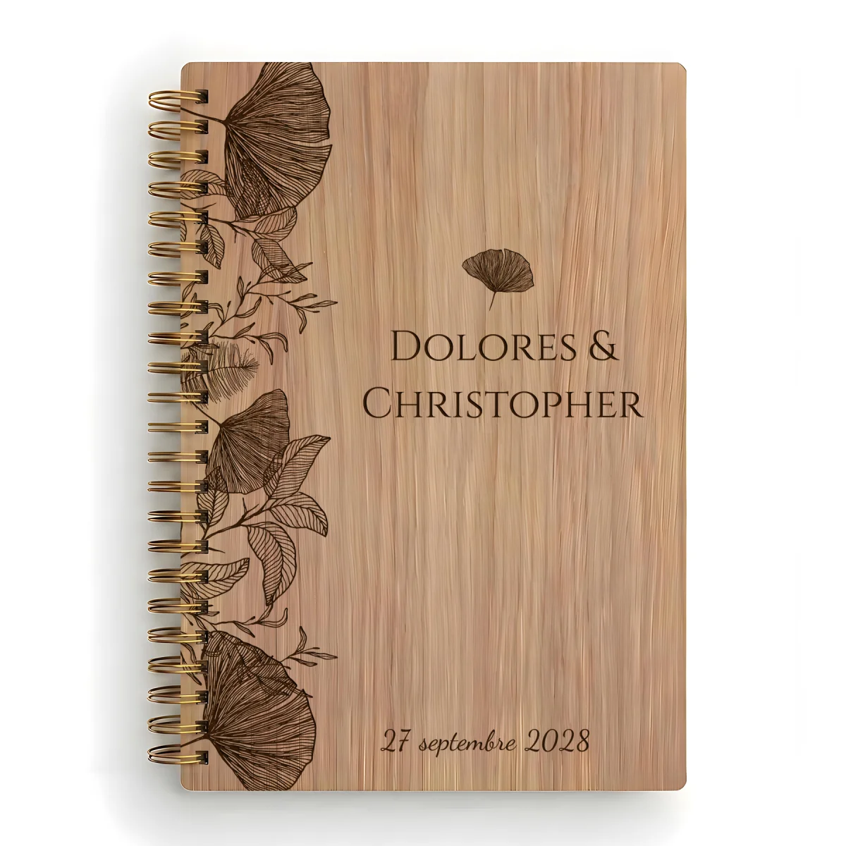 Livre d'or de mariage carnet - En chêne - Gingko